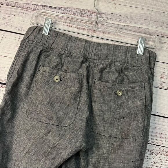ATHLETA 100% LINEN ANKLE CROP CAPRI PANTS WOMEN’S SIZE 0 GRAY HEATHERED POCKETS - Picture 7 of 16